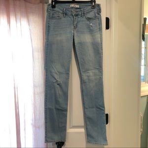 Hollister Straight Leg Light Wash Distressed Jeans